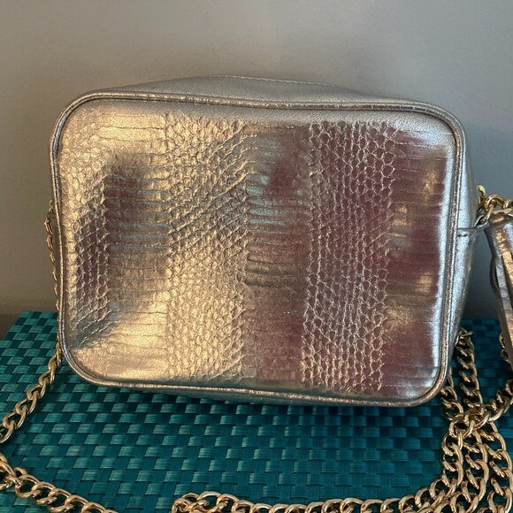 Victoria's Secret Metallic Snakeskin Crossbody Bag with Tassel and Gold Chain - Picture 5 of 12